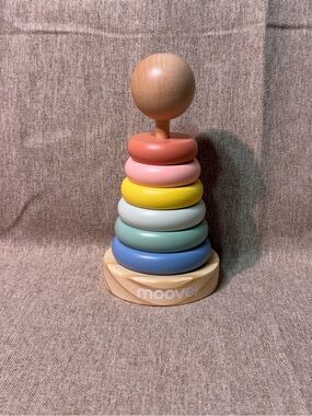 Moover Toys Wooden Stacking Ring Tower Pastel Danish Design Montessori Toy